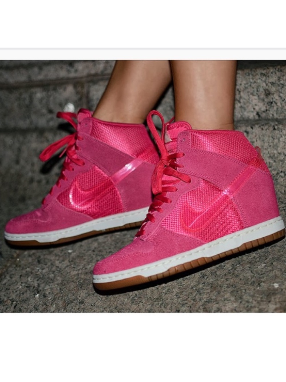 Nike Dunk Sky Hi Wedge Sneaker High Hot Pink Suede size 8.5